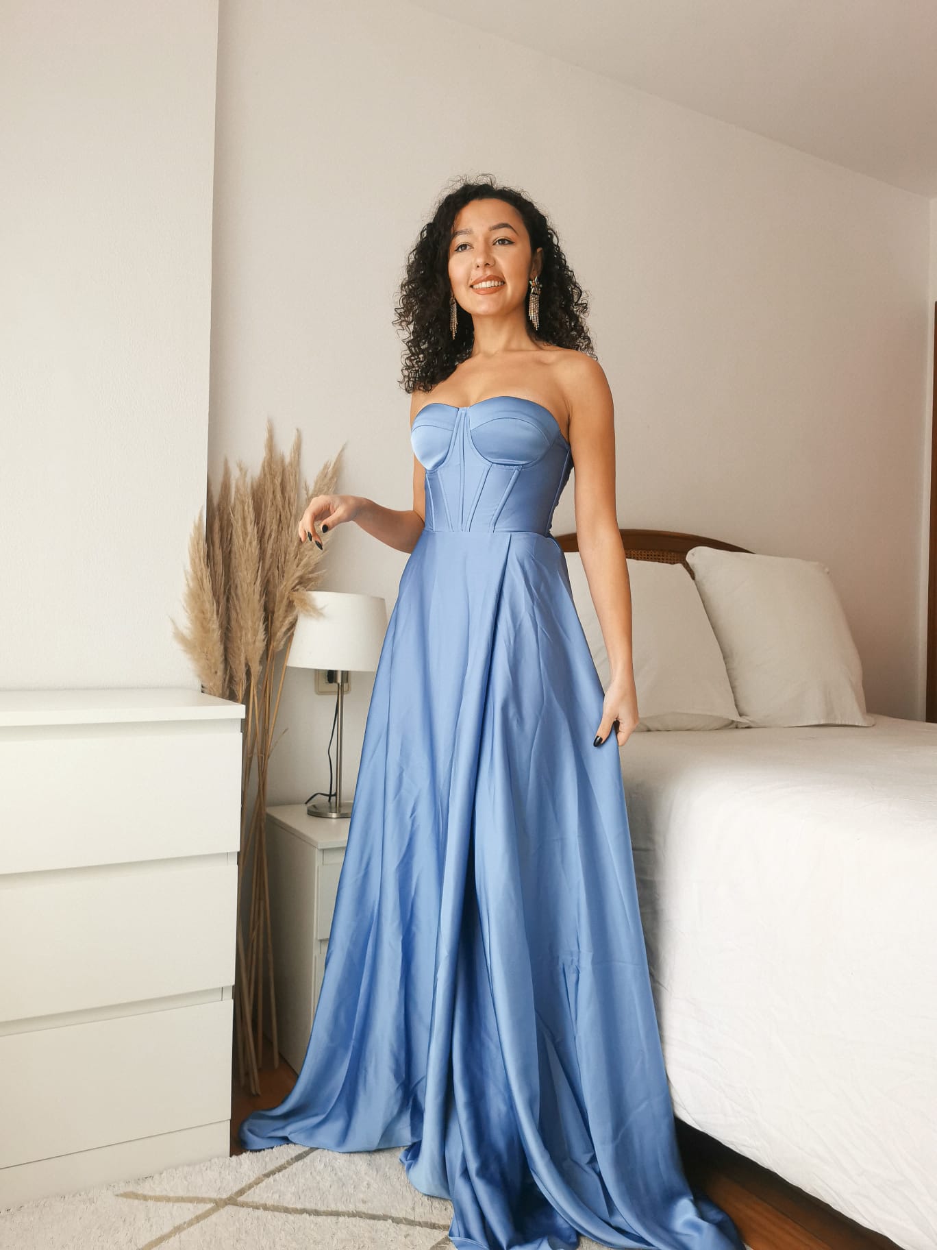 Vestido Lea azul grisaceo – Góvel shop, image size:1368x1824