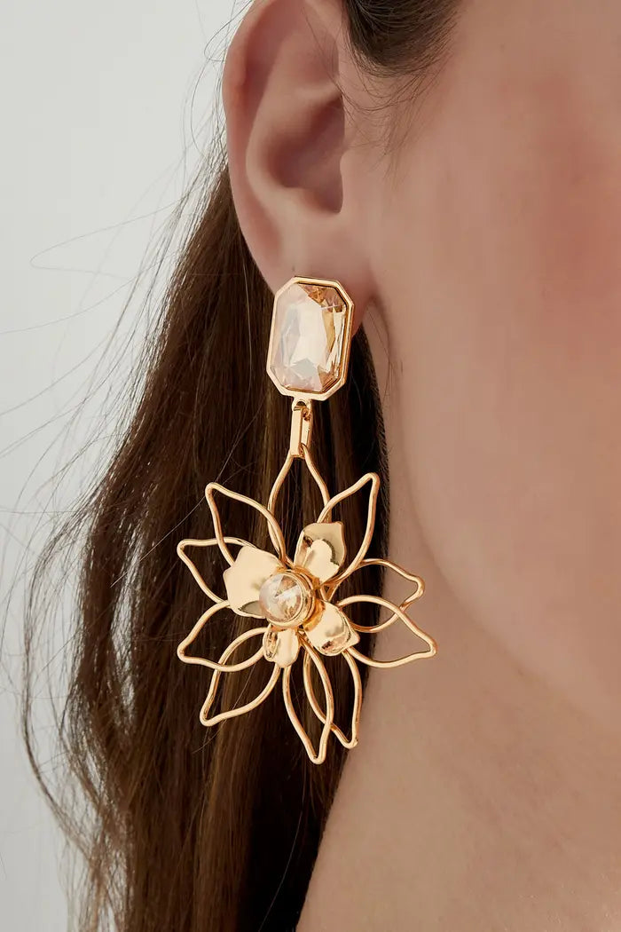 Pendientes flor con brillante