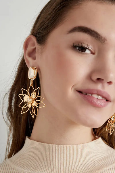 Pendientes flor con brillante