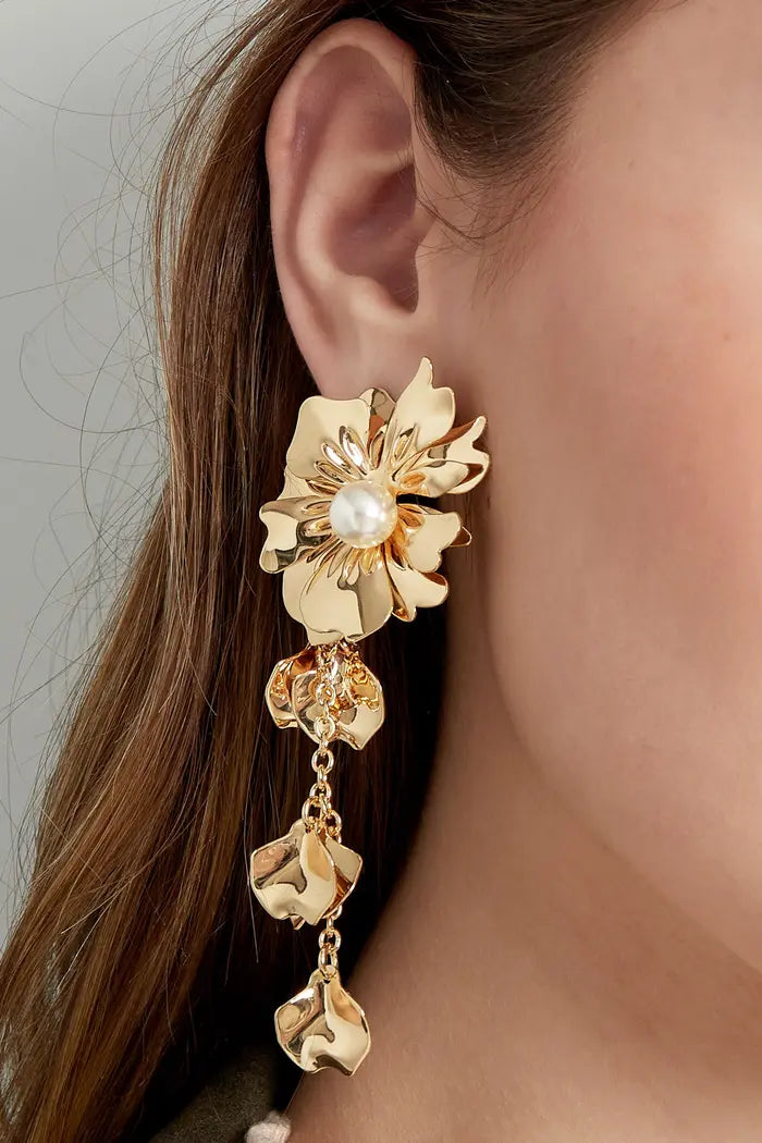 Pendientes flor con perla