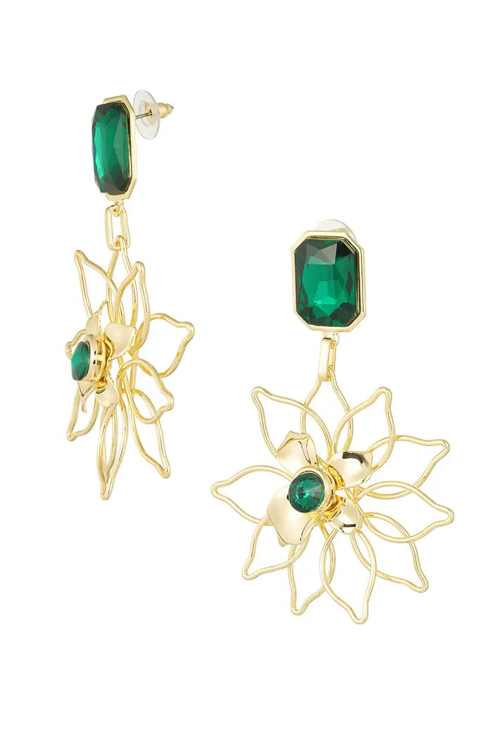 Pendientes flor con brillante