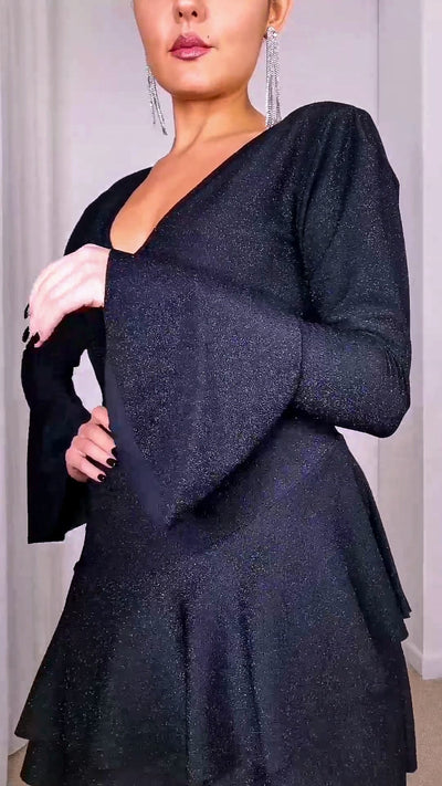 Mini vestido lurex negro