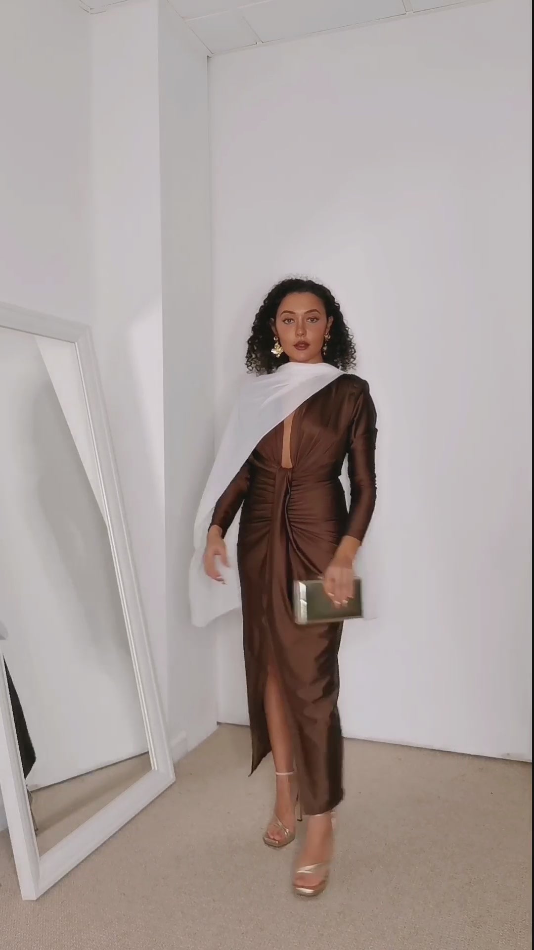 Vestido escote nudo chocolate